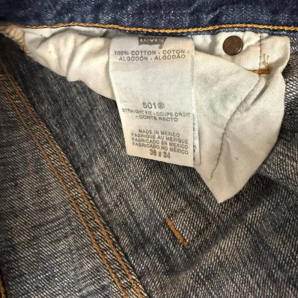 Levis 501 Original Mens Straight Leg Button Fly Jeans Medium Wash Blue 36x34